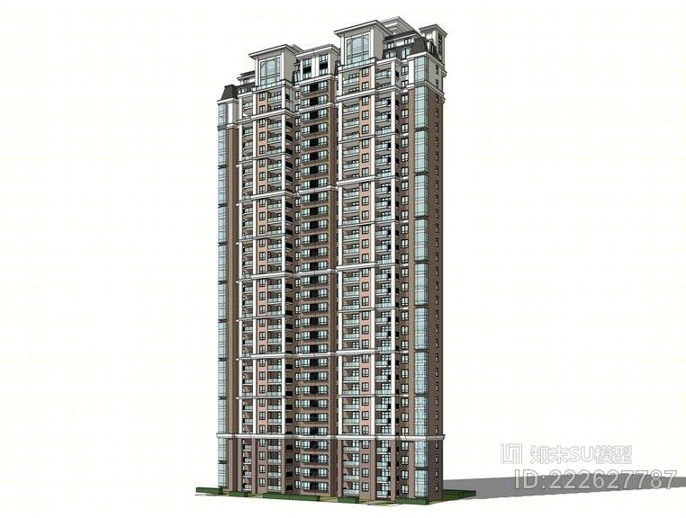 法式高层住宅SU模型下载【ID:222627787】