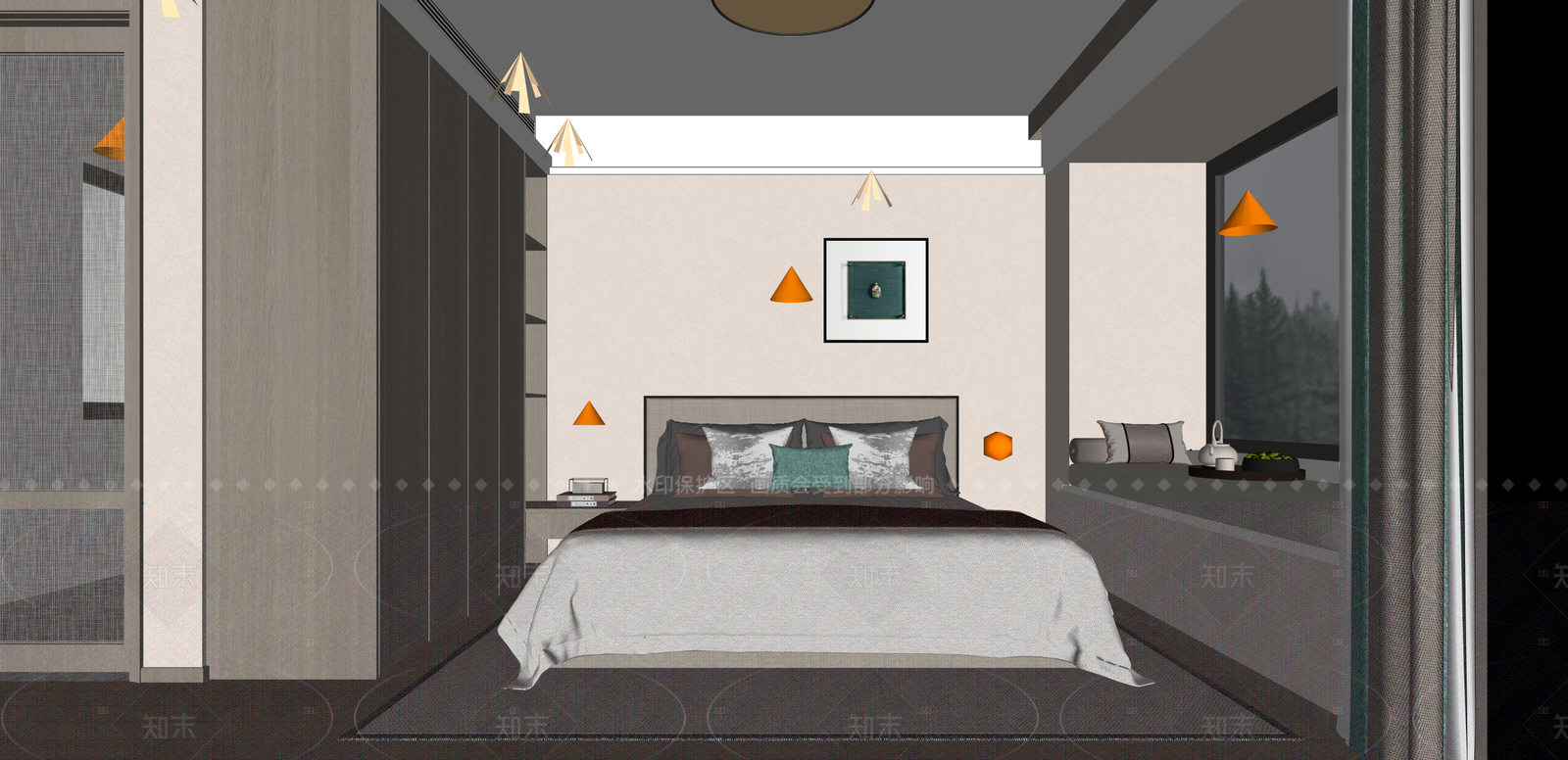 新中式家居卧室SU模型下载【ID:1216027458】