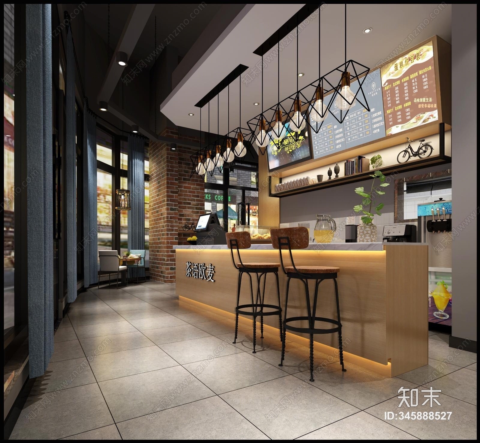 北欧蛋糕奶茶店前台3D模型下载【ID:345888527】