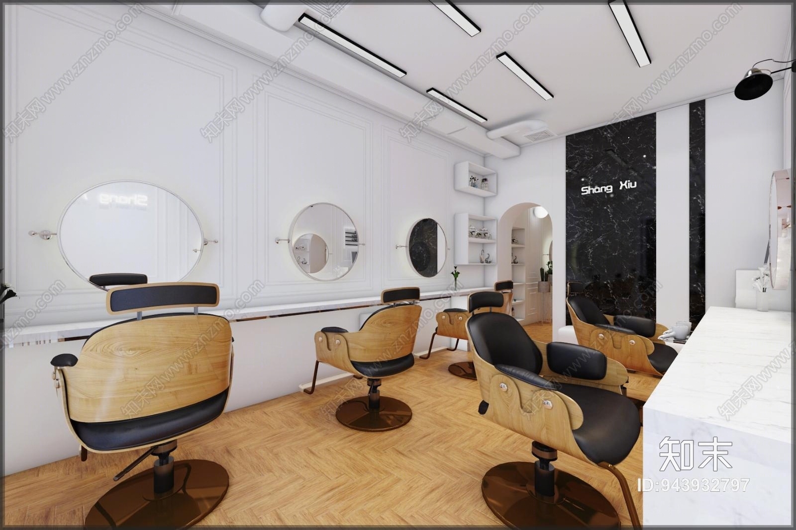 简欧轻奢美发店3D模型下载【ID:943932797】