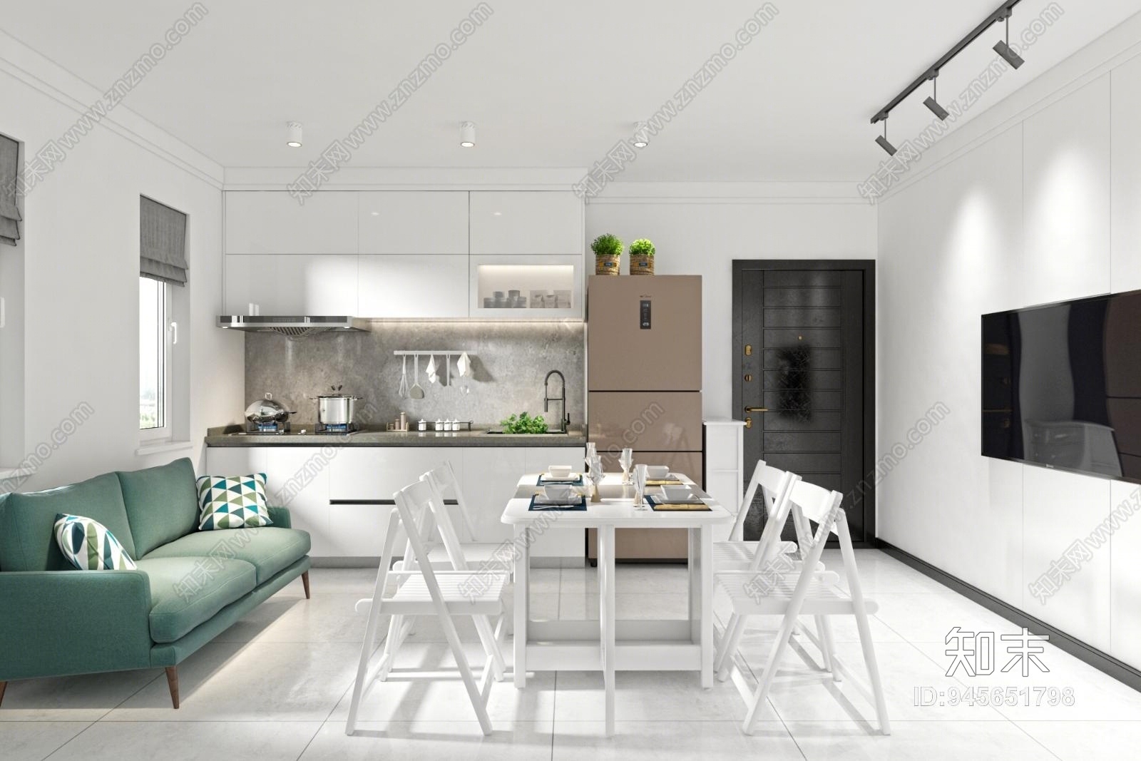 现代客厅3D模型下载【ID:945651798】