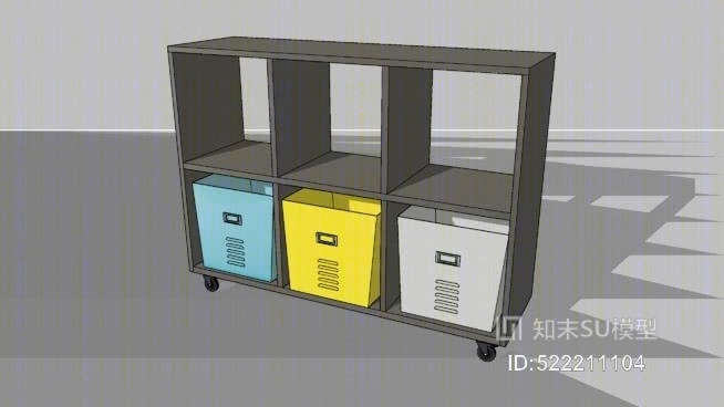 灰色金属货架空间SU模型下载【ID:522211104】