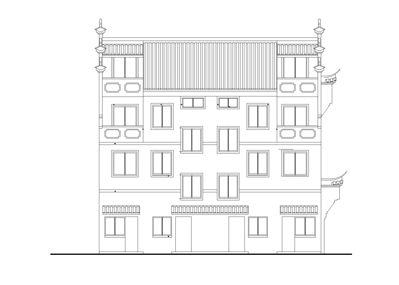 农村徽派马头墙住宅楼施工图施工图下载【ID:160579129】