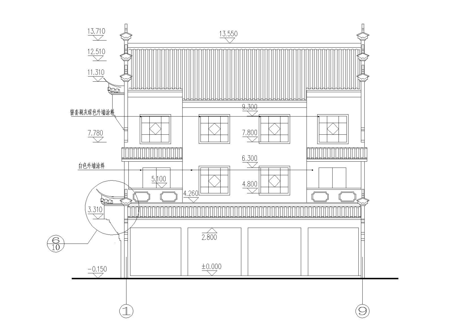 农村徽派马头墙住宅楼施工图施工图下载【ID:160579129】