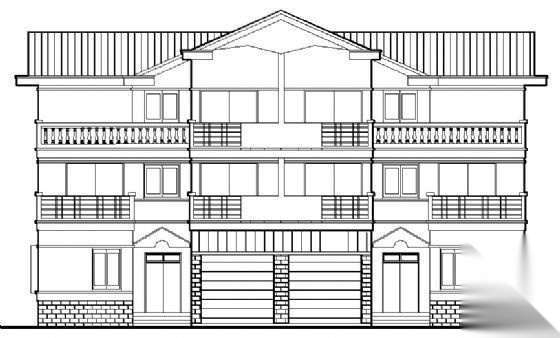 某三层双拼别墅建筑施工图cad施工图下载【ID:149894106】