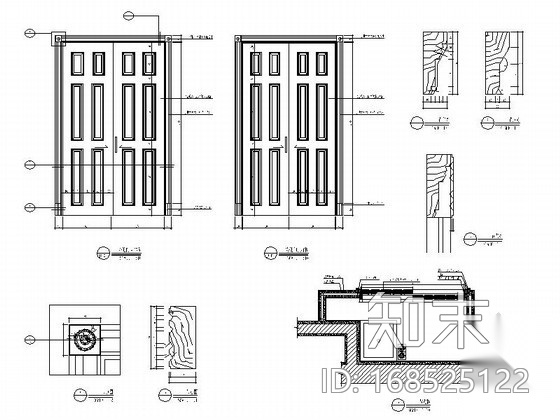 哑光双扇门cad施工图下载【ID:168525122】