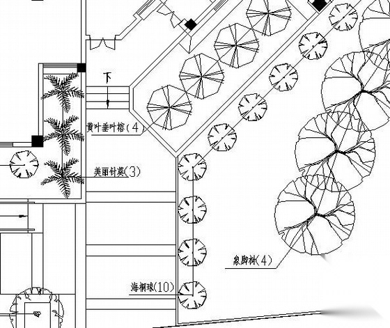 某会所周边种植设计图cad施工图下载【ID:161102115】