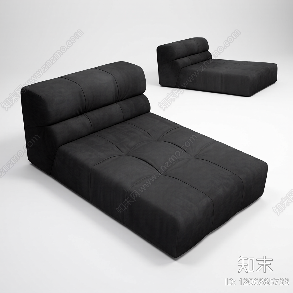 黑色模块化沙发3D模型下载【ID:1206885733】