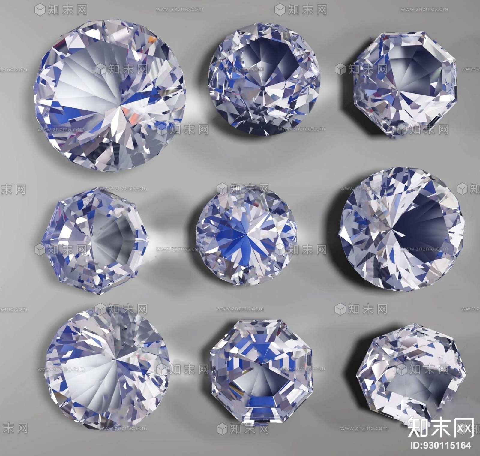 现代水晶钻石3D模型下载【ID:930115164】