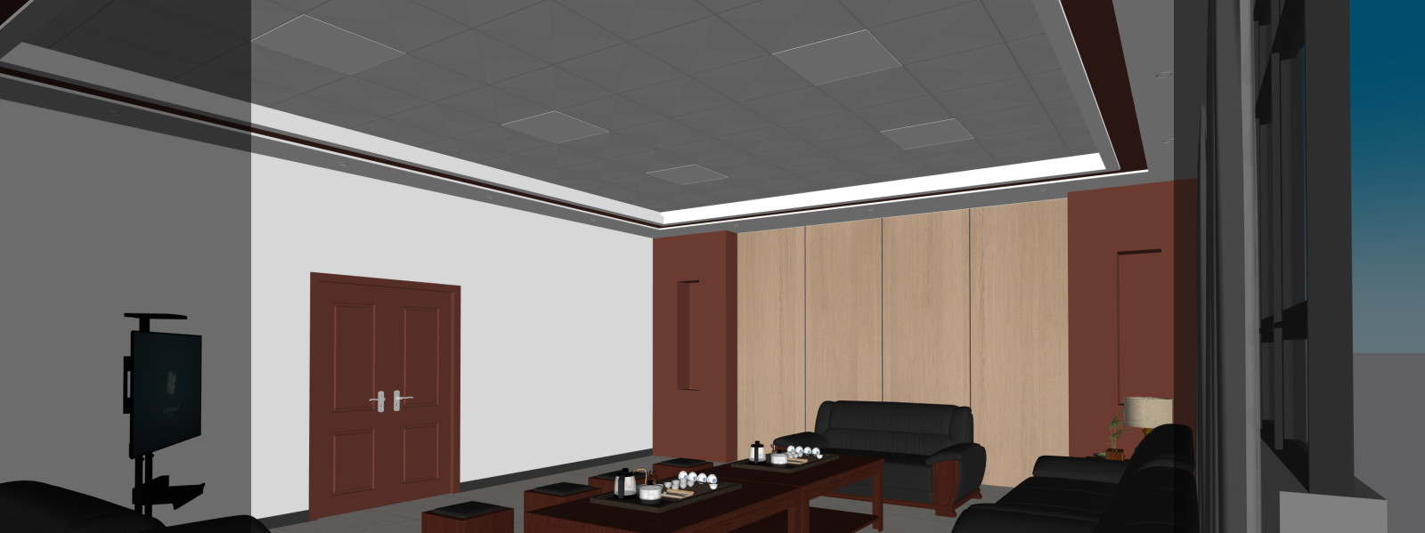 新中式办公室SU模型下载【ID:1215976974】