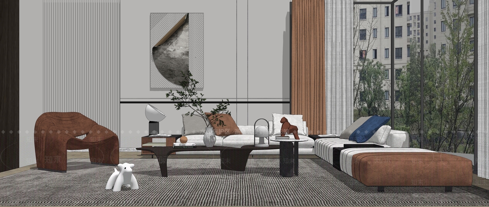 现代家居客厅SU模型下载【ID:193213202】