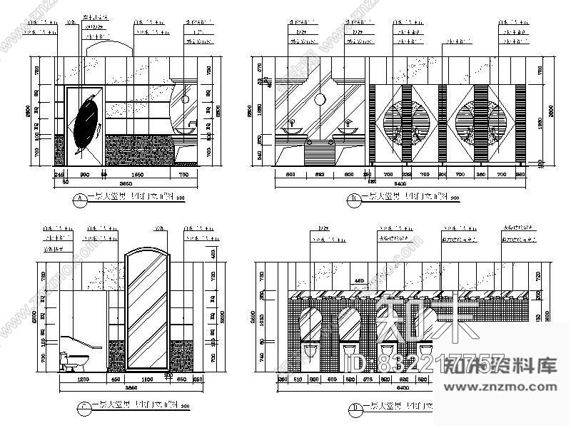 图块/节点酒店大堂卫生间立面图cad施工图下载【ID:832217757】