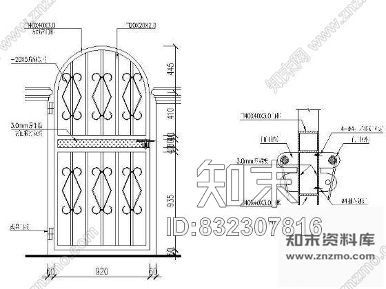 图块/节点铁艺门33cad施工图下载【ID:832307816】