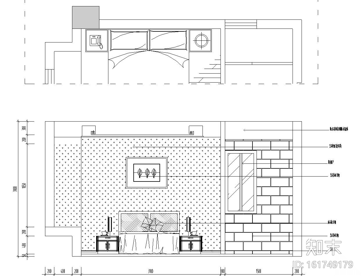 三居室现代样板房室内施工图设计cad施工图下载【ID:161749179】