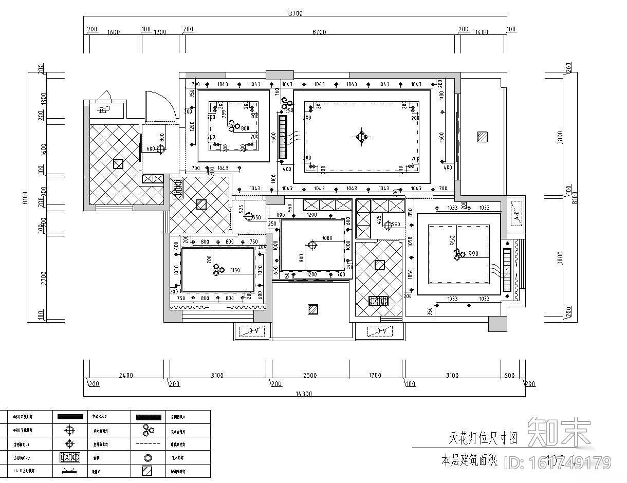 三居室现代样板房室内施工图设计cad施工图下载【ID:161749179】