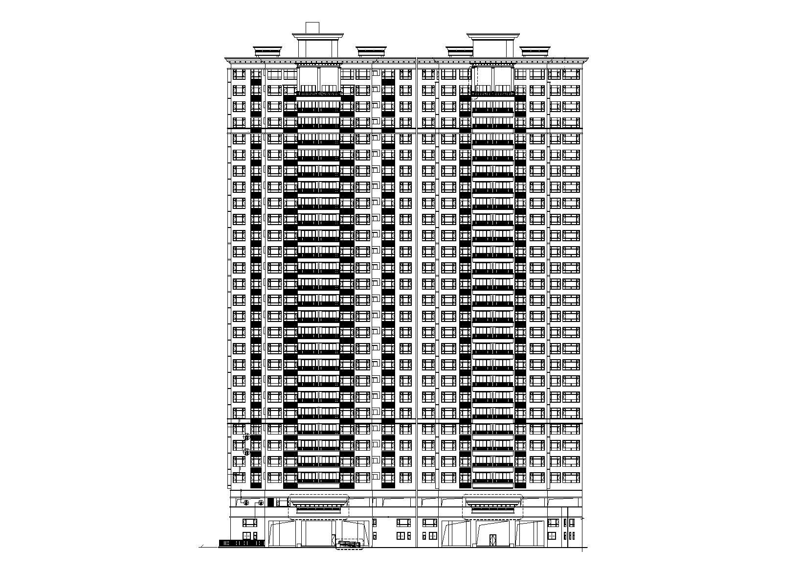 [广东]二十八层古典风格住宅建筑施工图cad施工图下载【ID:168461181】