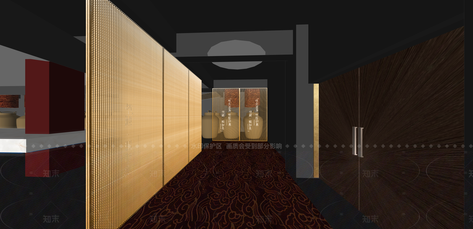 中式酒店走廊SU模型下载【ID:1215927335】