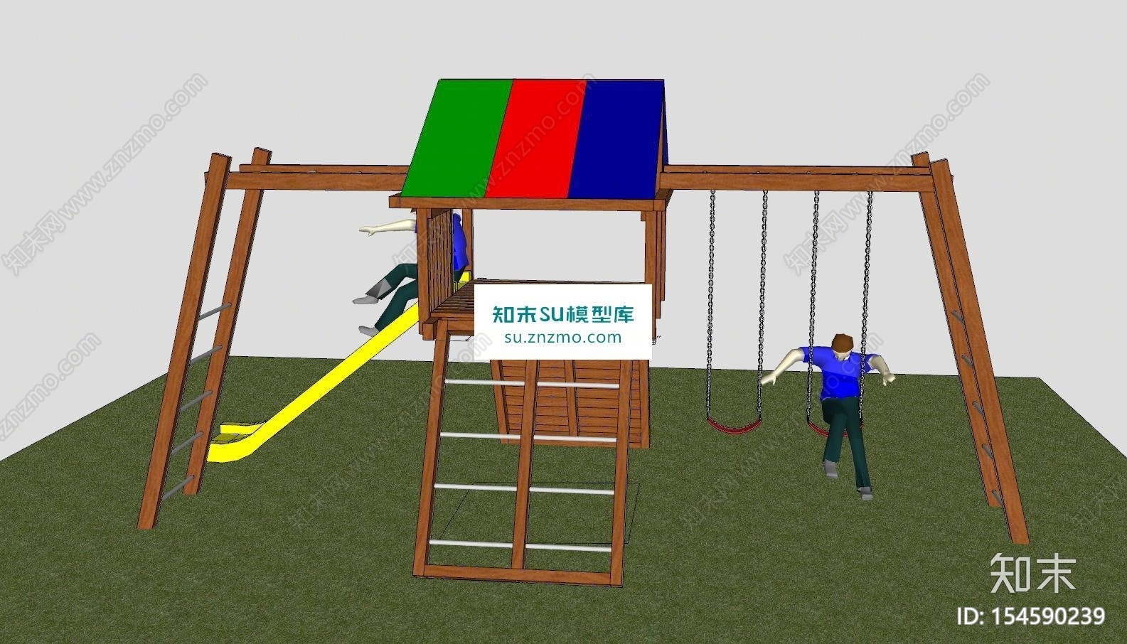 木制儿童游乐设备SU模型下载【ID:154590239】
