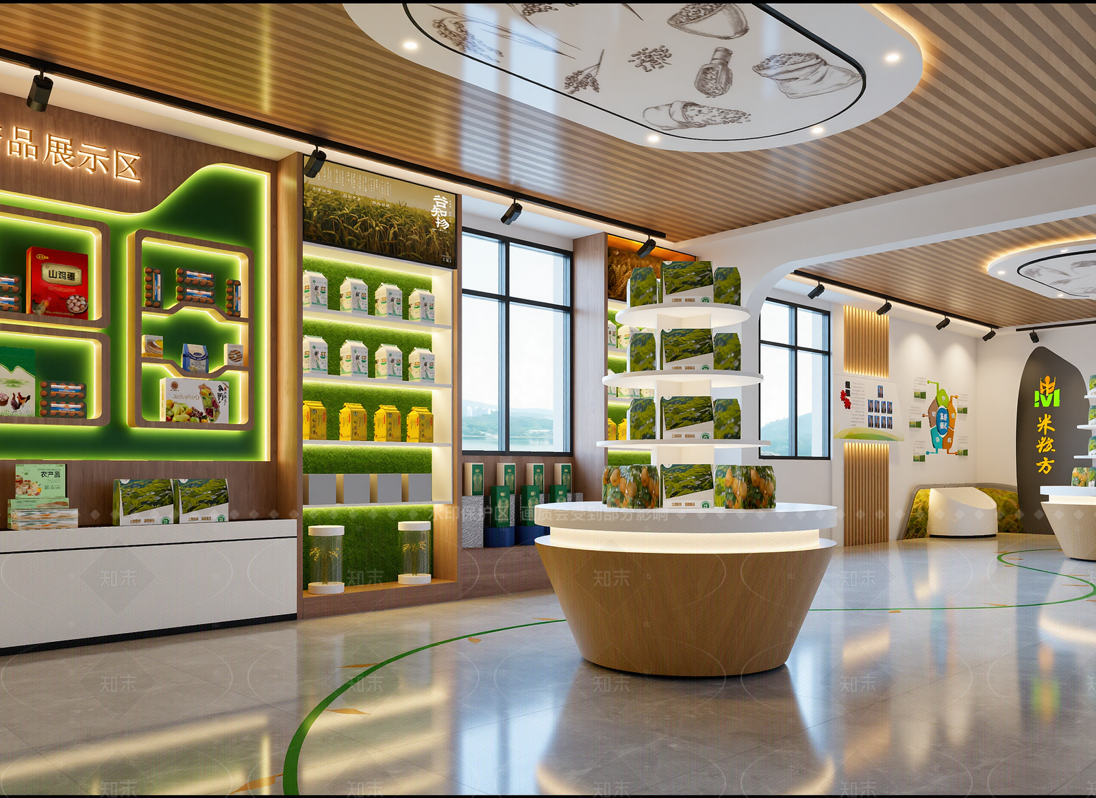 现代农产品展厅3D模型下载【ID:1214572317】