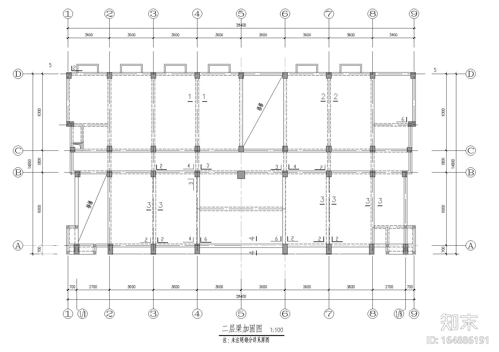 三层框架结构污水处理厂结构加固施工图cad施工图下载【ID:164886191】