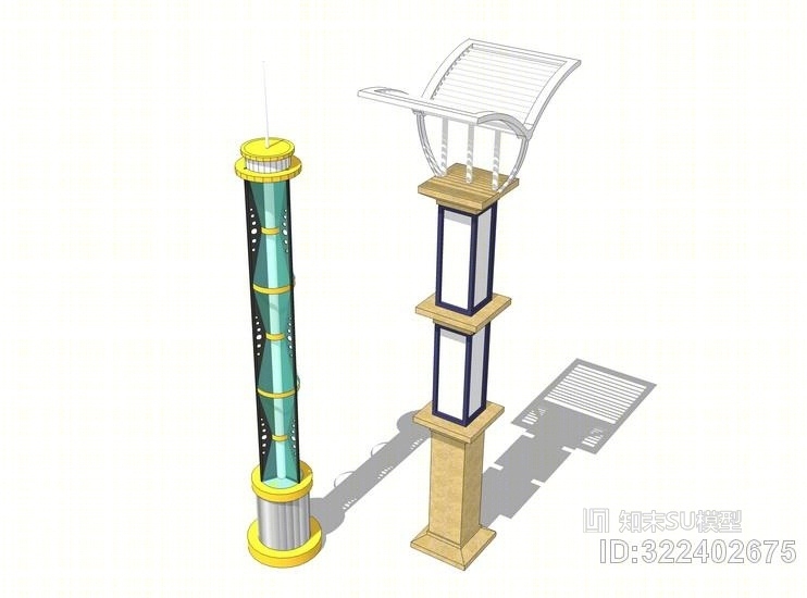 现代灯柱SU模型下载【ID:322402675】