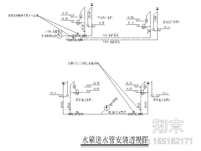 住宅建筑生活水泵房大样图CAD施工图下载【ID:165182171】