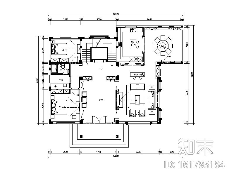 新中式别墅设计CAD施工图（含实景图）cad施工图下载【ID:161795184】