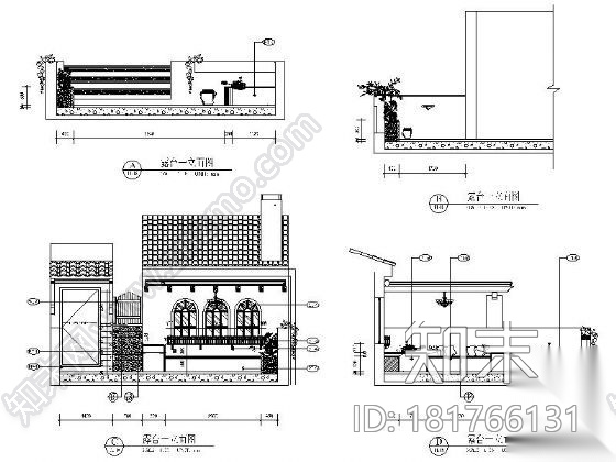 地中海风格三层样板别墅施工图（含效果）cad施工图下载【ID:181766131】