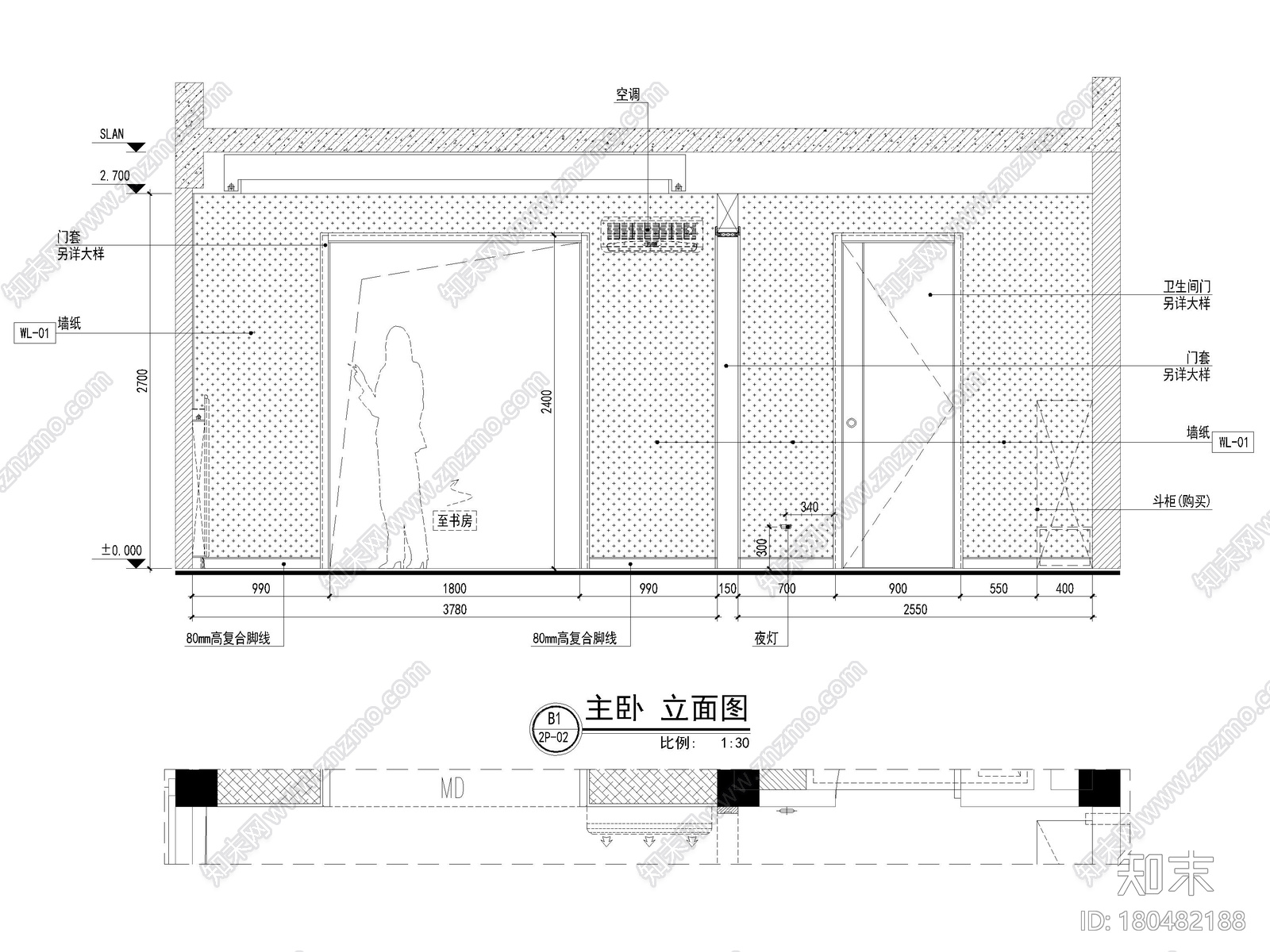 [广东]中式三层四居室别墅样板间装修施工图cad施工图下载【ID:180482188】