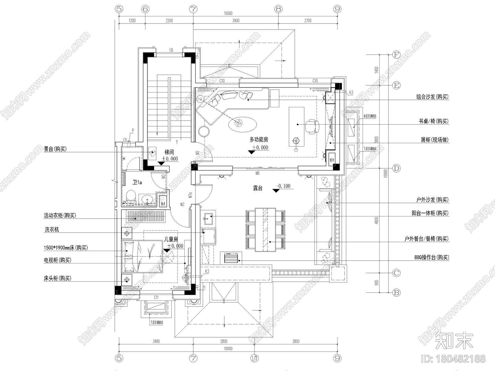 [广东]中式三层四居室别墅样板间装修施工图cad施工图下载【ID:180482188】