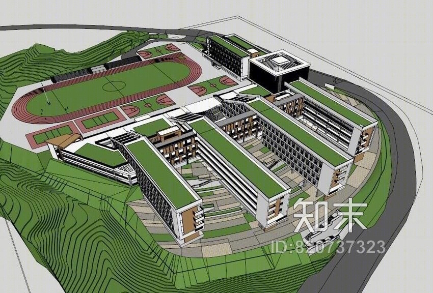 现代中学SU模型下载【ID:820737323】