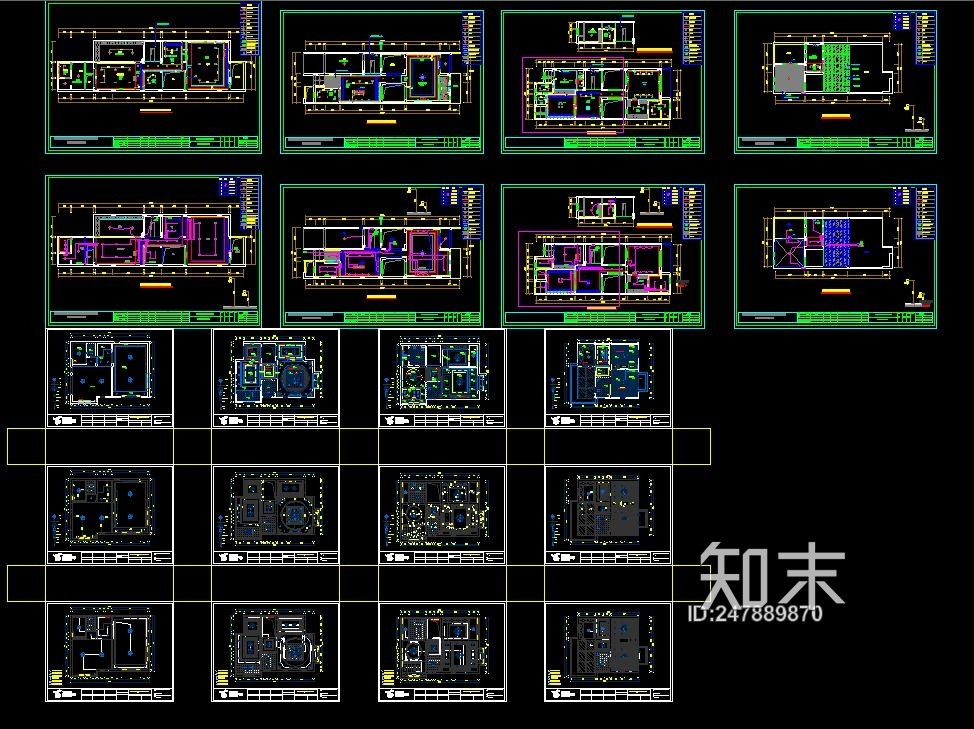 20款天花顶棚图cad施工图下载【ID:247889870】