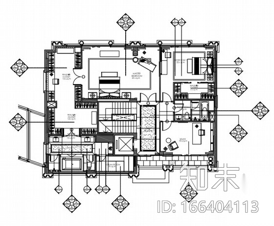 [深圳]奢华英伦风格别墅室内设计施工图（含高清效果图）cad施工图下载【ID:166404113】