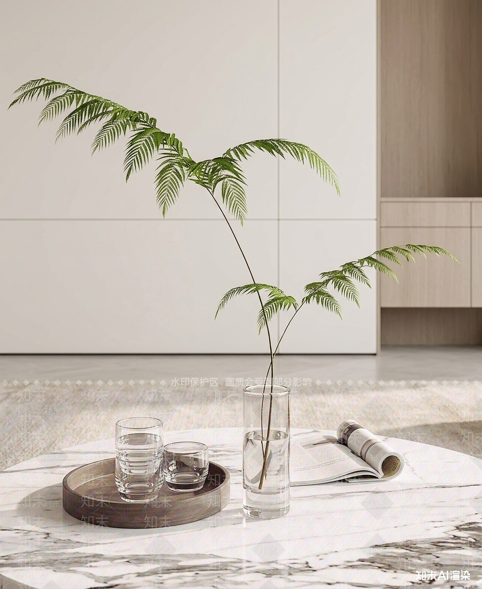 艺术绿植茶几3D模型下载【ID:1227551912】
