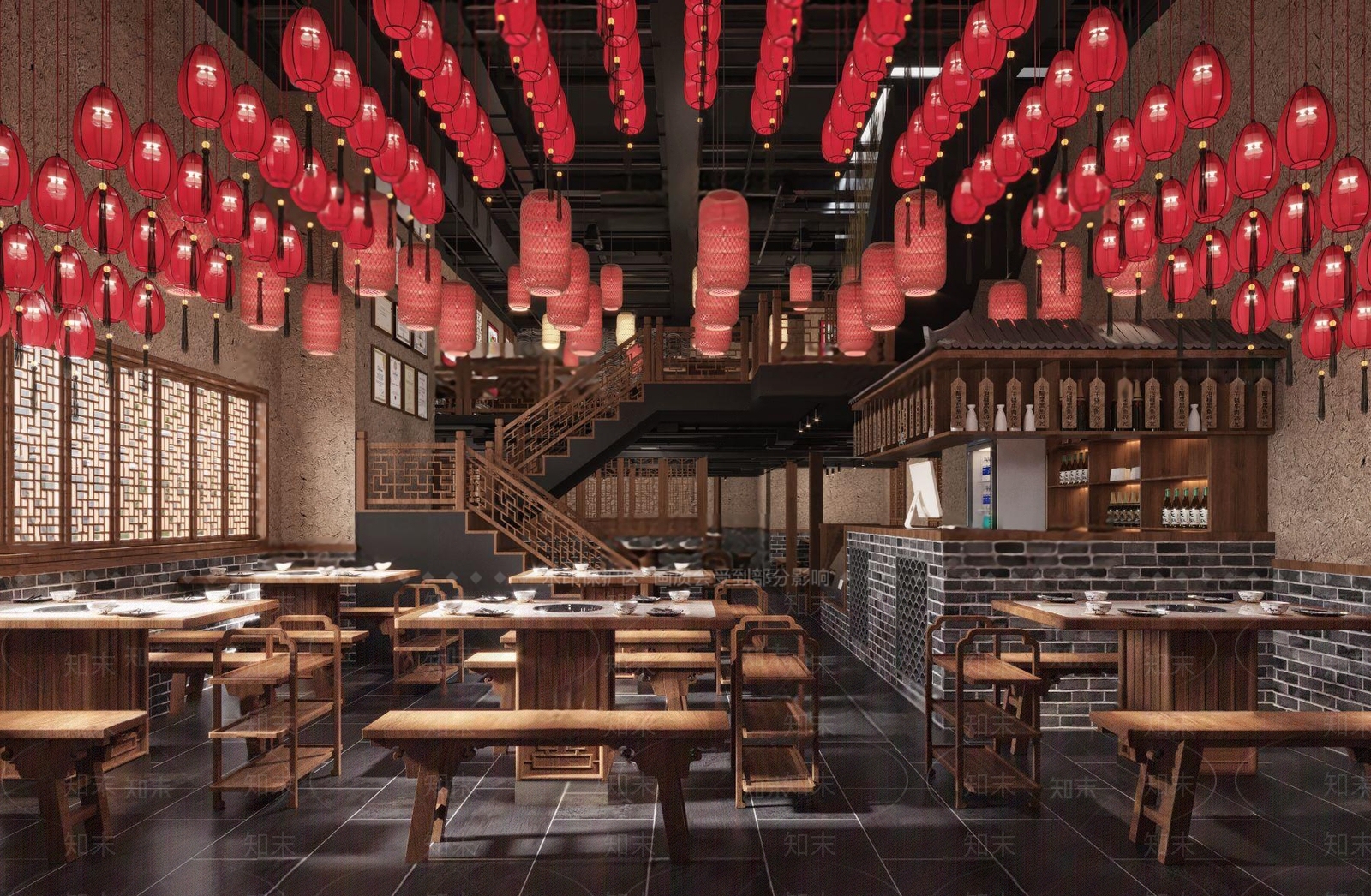 新中式火锅店3D模型下载【ID:1106255384】