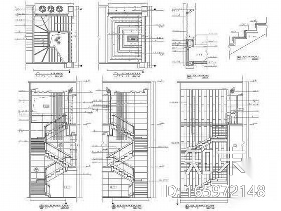 酒店主楼梯间详图cad施工图下载【ID:165972148】