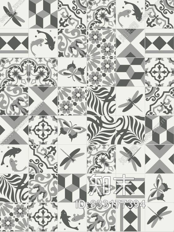 花砖墙砖瓷砖贴图下载【ID:833177394】