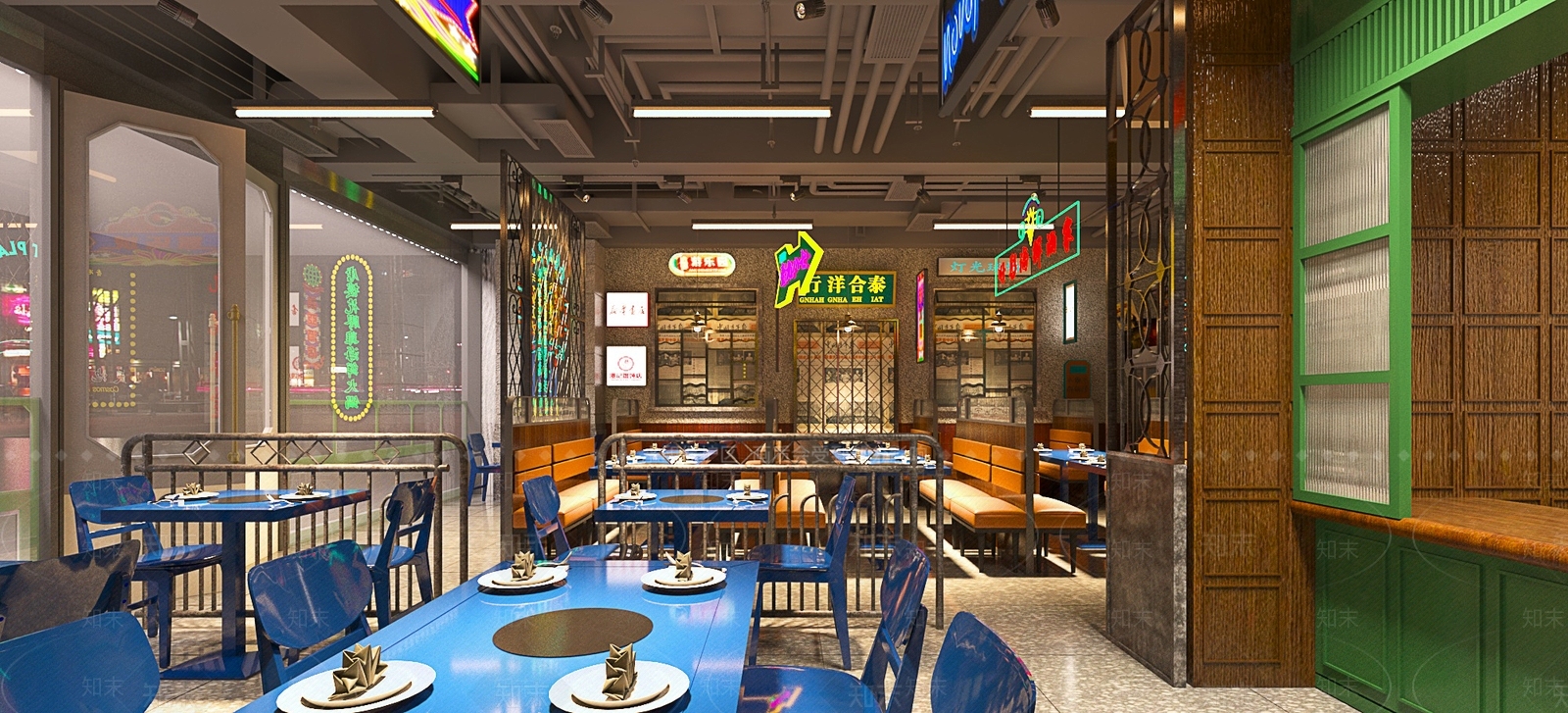 工业风火锅店3D模型下载【ID:988873005】