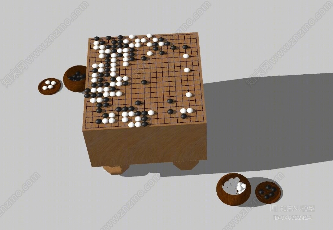 中式围棋桌SU模型下载【ID:946322424】