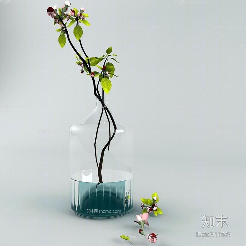透明玻璃花瓶3D模型下载【ID:62816588】