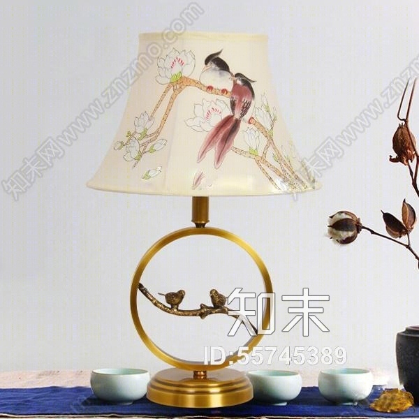 中式喜鹊纯铜台灯3D模型下载【ID:55745389】