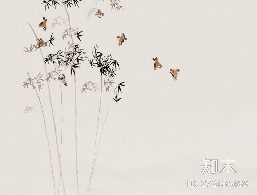 新中式竹子花鸟贴图下载【ID:272436489】