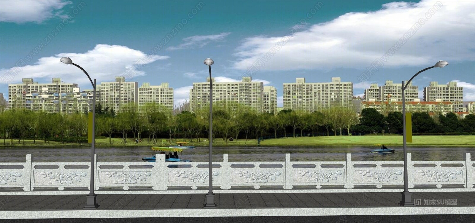 中式跨河大桥SU模型下载【ID:944578292】