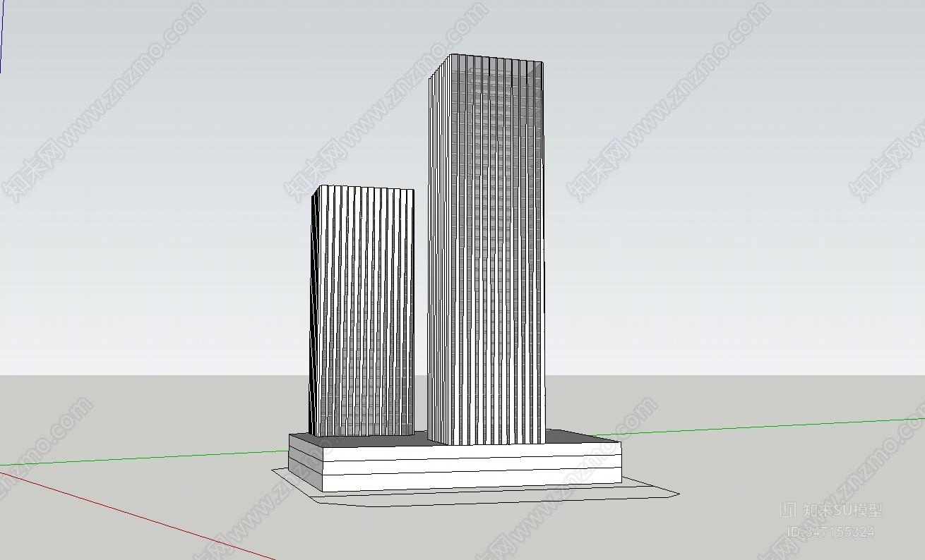 现代玻璃幕墙办公楼SU模型下载【ID:347155324】