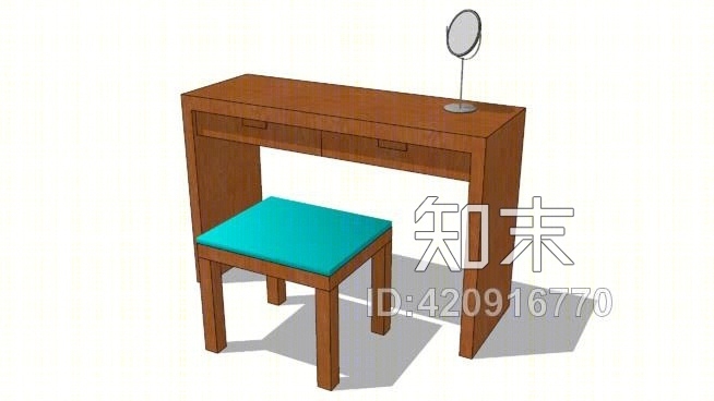 带垫凳的梳妆台SU模型下载【ID:420916770】