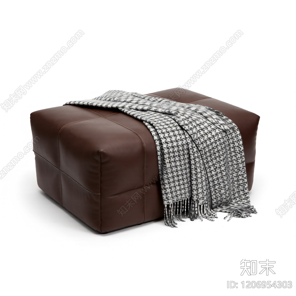 带毯子的沙发凳3D模型下载【ID:1206954303】