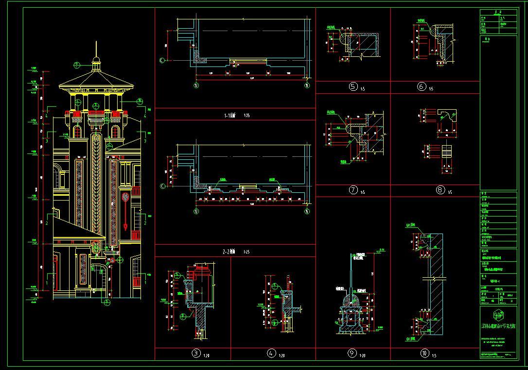 欧式风格三层建筑别墅设计（CAD+效果图）施工图下载【ID:149863173】