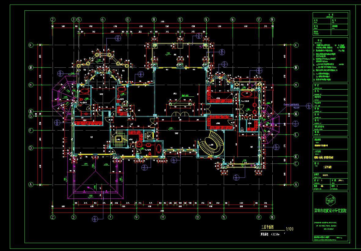 欧式风格三层建筑别墅设计（CAD+效果图）施工图下载【ID:149863173】