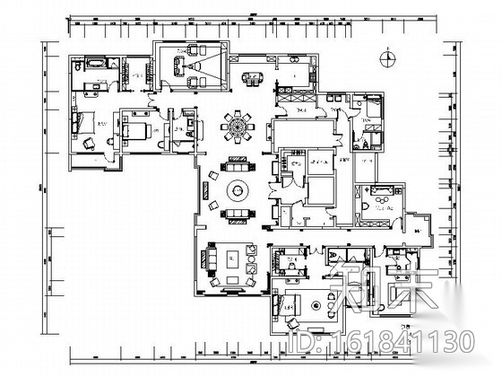 [内蒙]整套豪华现代风格别墅室内装修施工图cad施工图下载【ID:161841130】