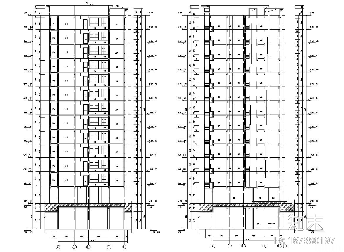 [浙江]现代风格住宅建筑施工图（4栋）cad施工图下载【ID:167380197】